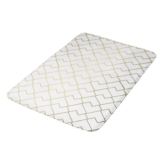 Trendy Chic Geometric Golden Tiles Pattern Bath Ma Badematte (Schrägansicht)