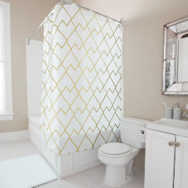 Trendy Chic Geometric Golden Tiles Pattern Dusche Duschvorhang