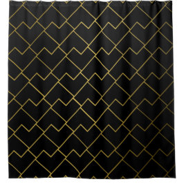 Trendy Chic Geometric Golden Tiles Pattern Shower Duschvorhang
