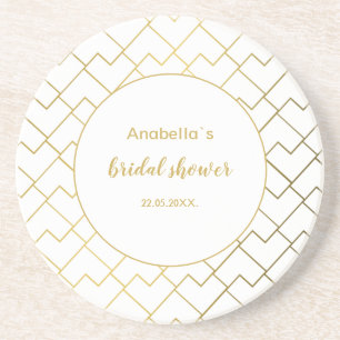 Trendy Chic Geometric Golden White Getränkeuntersetzer