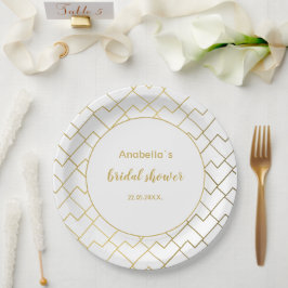 Trendy Chic Geometric Golden White Pappteller