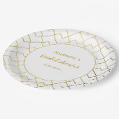 Trendy Chic Geometric Golden White Pappteller (Schrägansicht)