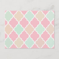 Trendy Chic Girly Pink Green Quatrefoil Muster