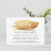 Trendy & Chic Gold Foil Ladys Birthday Einladung (Stehend Vorderseite)