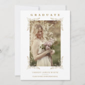 Trendy Chic Golden Lace Romantisches Graduate Foto Einladung (Vorderseite)