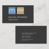 Trendy Chic Gray Blue Beige Monogram Business Card Visitenkarte (Vorne/Hinten)