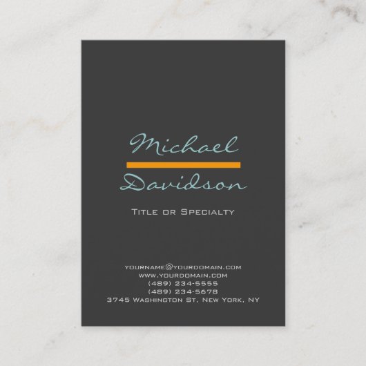Trendy Chic Gray Blue Yellow Business Card Visitenkarte (Vorderseite)