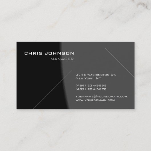 Trendy Chic Gray Charming Manager Business Card Visitenkarte (Vorderseite)