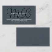 Trendy Chic Gray Monogram Consultant Business Card Visitenkarte (Vorne/Hinten)