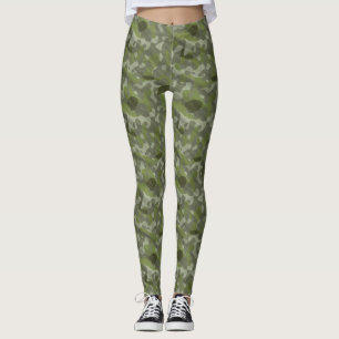 Trendy Chic Green Military Camouflage Abstraktes M Leggings