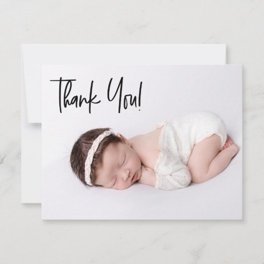 Trendy Chic Handlettering Baby Girl Foto Birth (Vorderseite)