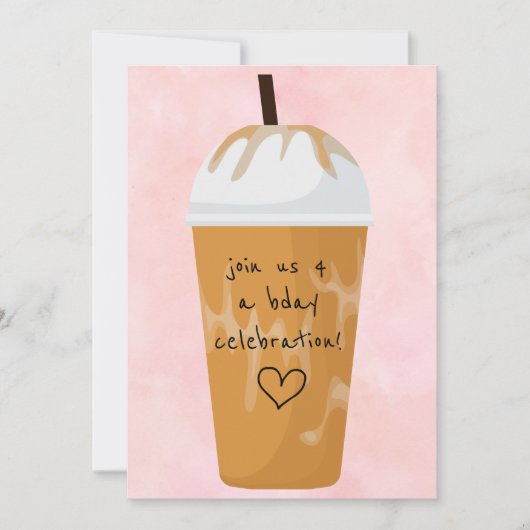 Trendy Chic Iced Coffee Pink Birthday Party Einladung (Vorderseite)