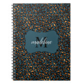 Trendy Chic Leopard Muster Monogram Name Spiral Notizblock (Vorderseite)
