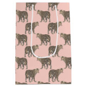 Trendy Chic Leopard Tiermuster Mittlere Geschenktüte (Rückseite)