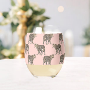 Trendy Chic Leopard Tiermuster Weinglas Ohne Stiel