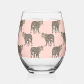 Trendy Chic Leopard Tiermuster Weinglas Ohne Stiel (Rückseite)