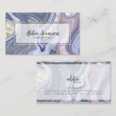 Trendy Chic Lila Agate und Goldmarmor Visitenkarte (Vorne/Hinten)