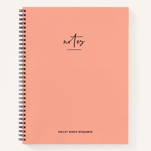 Trendy Chic Mandarine Orange Script Notebook Notizblock (Vorderseite)