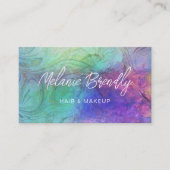 Trendy Chic Marble Opal Holographic Business Card Visitenkarte (Vorderseite)