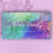 Trendy Chic Marble Opal Holographic Business Card Visitenkarte