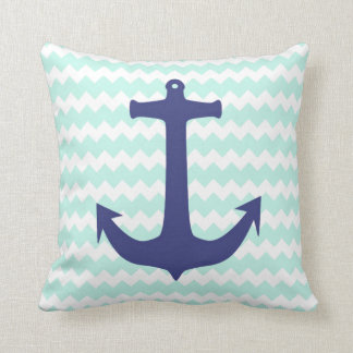 Trendy Chic-Minzen-Zickzack blaues Anker-Kissen Kissen