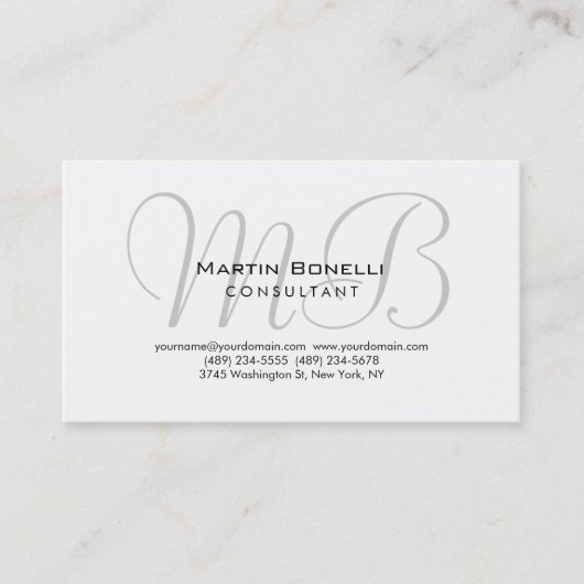 Trendy Chic Monogram Consultant Business Card Visitenkarte (Vorderseite)