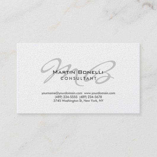 Trendy Chic Monogram Consultant Business Card Visitenkarte (Vorderseite)