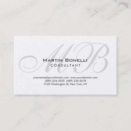 Trendy Chic Monogram Consultant Business Card Visitenkarte (Vorderseite)