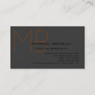 Trendy chic Monogramm schwarz-graue Visitenkarte