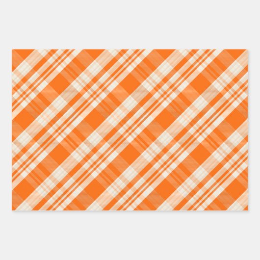 Trendy & Chic Orange & Cream Plaid Patterns Geschenkpapier Set (Vorderseite 3)