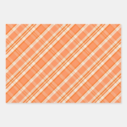 Trendy & Chic Orange & Cream Plaid Patterns Geschenkpapier Set (Vorderseite 2)