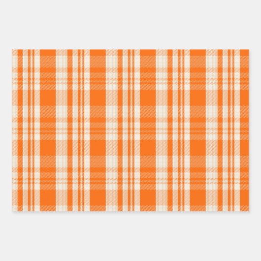 Trendy & Chic Orange & Cream Plaid Patterns Geschenkpapier Set (Vorderseite)