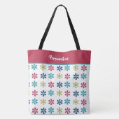 Trendy Chic Pink Blue Glitzer Blume Girly Niedlich Tasche (Rückseite)