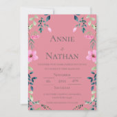 Trendy Chic Pink Blumenrahmen Einladung Hochzeitsf (Vorderseite)
