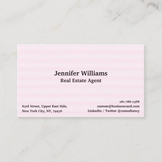 Trendy Chic Pink Lines Muster Modernes Berufliches Visitenkarte (Vorderseite)