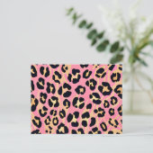 Trendy Chic Pink Peach Leopard Animal Print Postkarte (Stehend Vorderseite)
