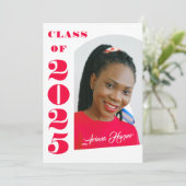 Trendy Chic Pink Script-Klasse von 2025 Grad Party Einladung (Stehend Vorderseite)