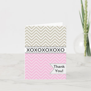 Trendy Chic Pink Zickzack XOXO Vielen Dank Karte