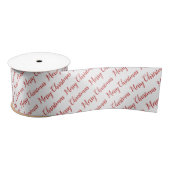 Trendy Chic Red Typografy Pattern Frohe Weihnachte Satinband (Spule)