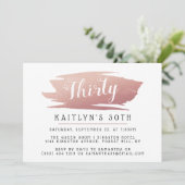 Trendy & Chic Rose Gold Foil Ladys Birthday Einladung (Stehend Vorderseite)