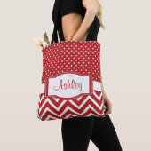 Trendy Chic Scarlet Red Polka Dot Zickzack Monogra Tasche (Von Nahem)
