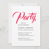 Trendy Chic Script Pink Graduation Party Einladung (Rückseite)