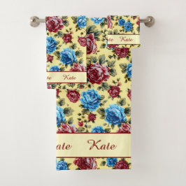 Trendy Chic Stylish Floral Vintage  Badhandtuch Set