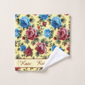 Trendy Chic Stylish Floral Vintage  Badhandtuch Set (Waschlappen)