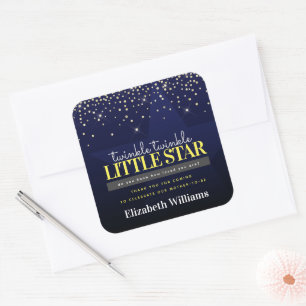 Trendy Chic Twinkle Little Star Baby Dusche Quadratischer Aufkleber