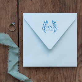 Trendy Chic Wedding Wildblumen Initials Monogram Gummistempel