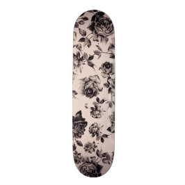Trendy Chic White & Black Vintag Elegante Skateboard