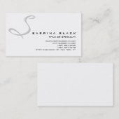 Trendy Chic White Gray Monogram Business Card Visitenkarte (Vorne/Hinten)