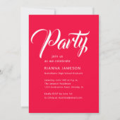 Trendy Chic White Script Pink Graduation Party Einladung (Rückseite)
