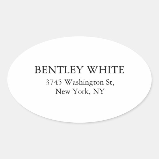 Trendy Chic White stilvoll Einfach Schlicht Elegan Ovaler Aufkleber (Vorderseite)